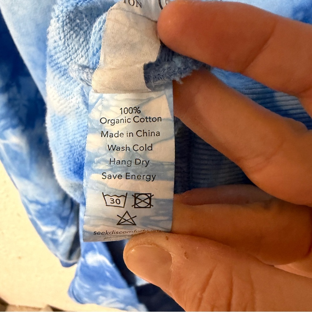 Seek Discomfort Blue Tie-Dye Men's Hoodie Sweatshirt Small - Picture 6 of 7
